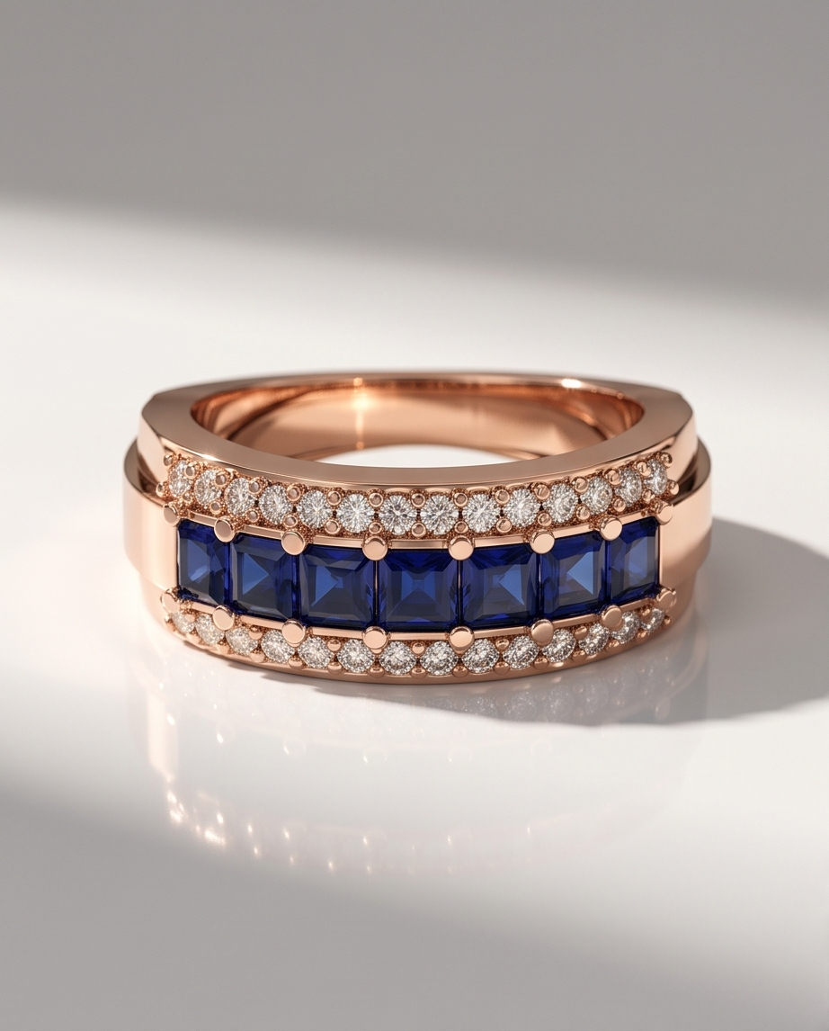 Δαχτυλίδι 14k ρόζ χρυσό με Ζαφείρι  (επιλογές) Ζ0088