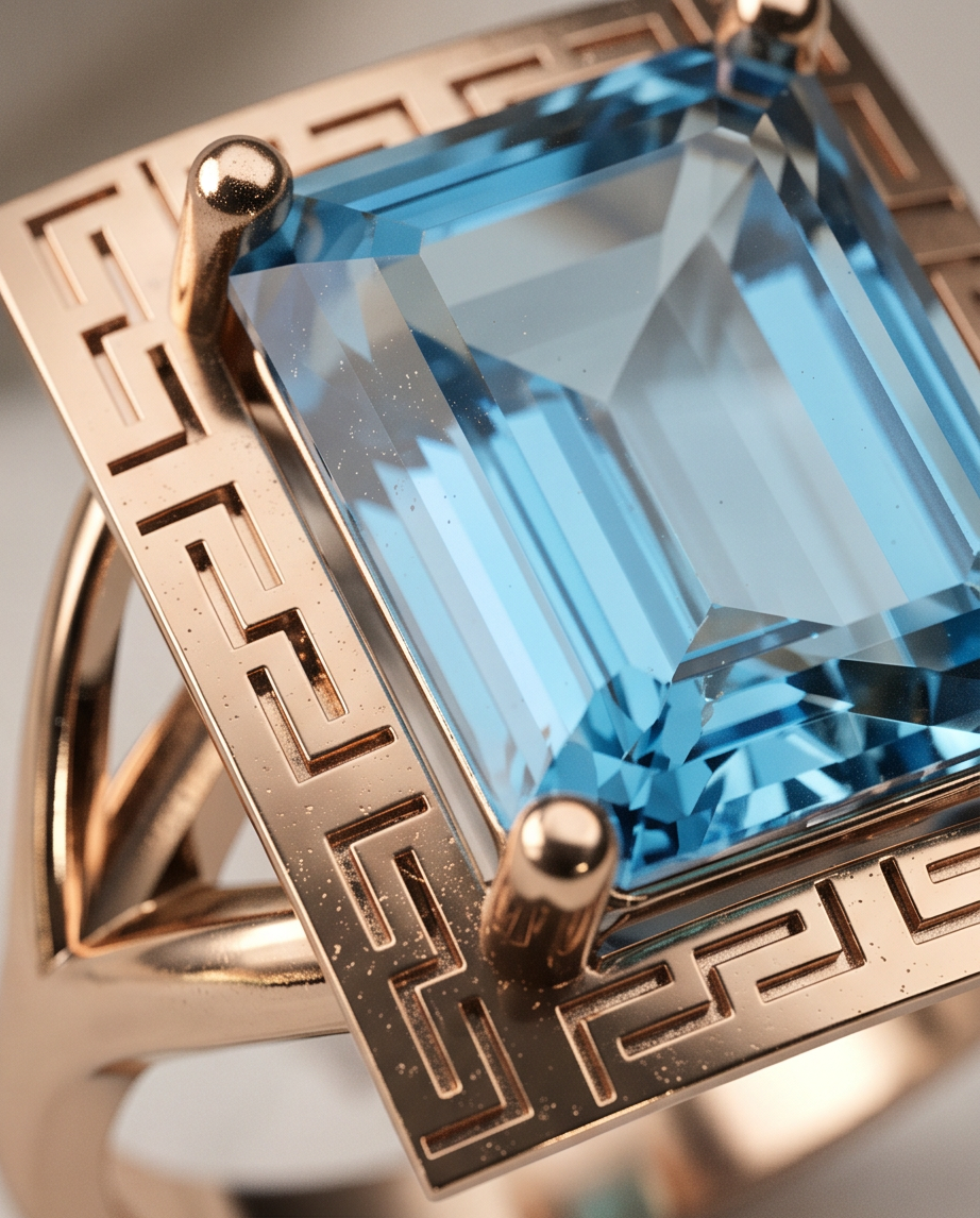 Δαχτυλίδι 14k Χρυσό Μαίανδρος Emerald M324 (Επιλογές) - Image 4